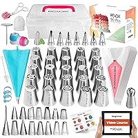 90PCs Russian Piping Tips Complete Set - Christmas Cake Piping Bags and Tips Set, Cookie, Cupcake & Cake Decorating Kit Baking Supplies-Cake Frosting Tools,25 Russian Tips,23 Icing Tips,31 Pastry Bags