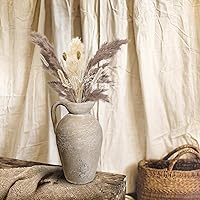 Rustic Ceramic Farmhouse Vase With Handle,Terracotta 12 Inch Large Pitcher Pottery| Pampas Grass, Flowers Living Room Bedroom Mantle Centerpieces,Aesthetic Neutral Decorative Boho Home Decor