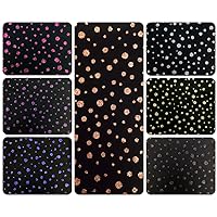 Sparkly Polka Dot Glitter on Black Stretch See Through Polyester Spandex Small Hole Mesh Fabric by The Yard (Gold)