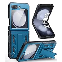 FNTCASE for Samsung Galaxy Z-Flip5 Case: Military Grade Drop Protection Shockproof Cell Phone Cover with Built-in Screen Protector & Kickstand | Protective Rugged Case for Z Flip 5 5G(2023) -Blue