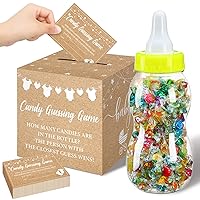 52 Pcs Baby Shower Games Gift Sets Large Baby Bottle for Shower Game Guess How Many Candies Baby Shower Decorations for Baby Shower favors Games Gender Reveal(Kraft)