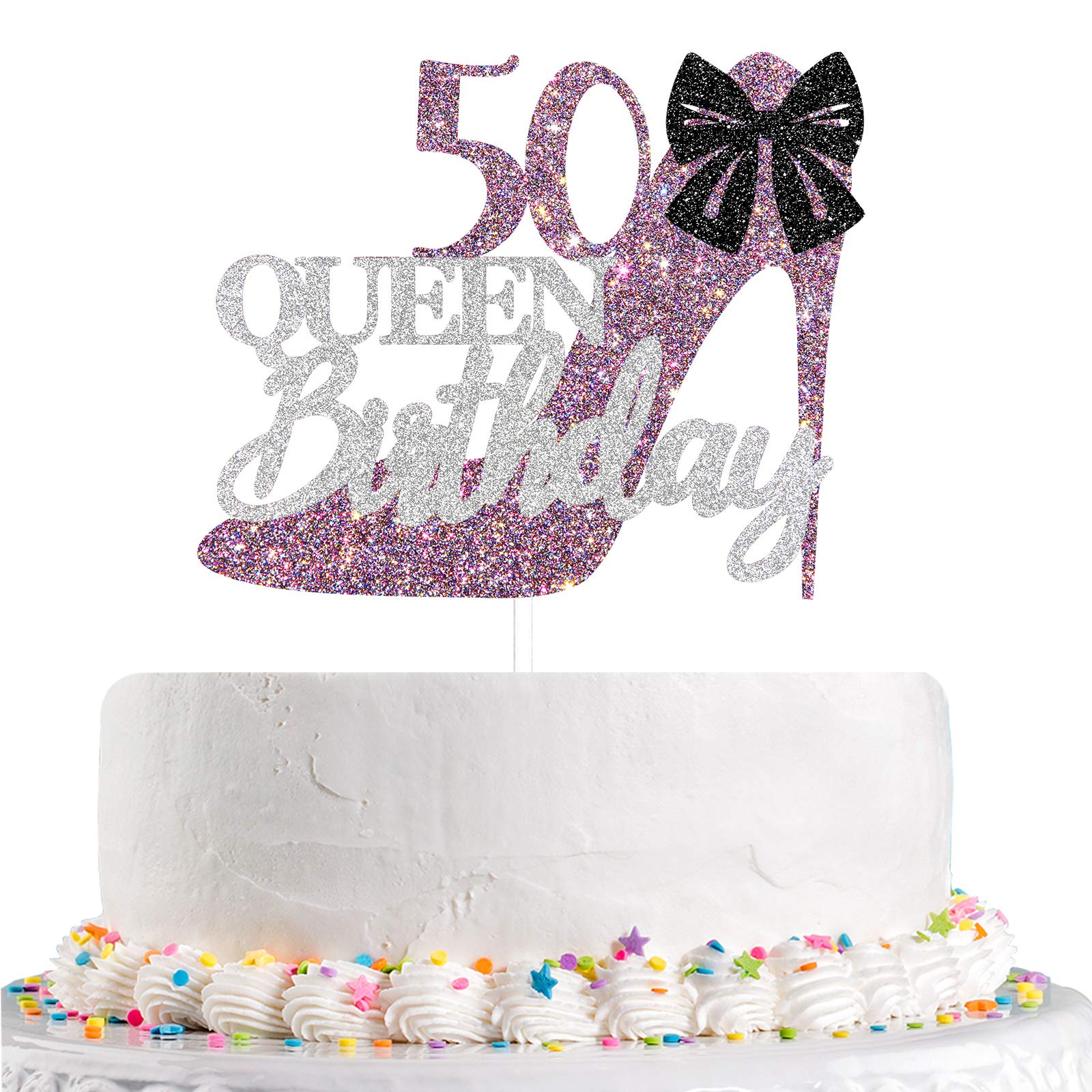 Mua Talorine Glitter Queen Birthday 50 Birthday Cake Topper for ...