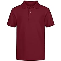 IZOD boys School Uniform Short Sleeve Polo Shirt, Button Closure, Comfortable & Soft Pique Fabric