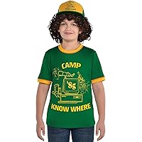 Party City Stranger Things Dustin T-Shirt for Children, Small/Medium, Ringer Style with “Camp Know Where” Logo