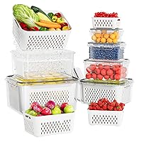 6 Pack Fruit Storage Containers For Fridge With Removable Colanders, Airtight Storage Container, BPA-Free, Dishwasher & Microwave Safe, Keep Berry Fruit Vegetable Food Meat Fresh Longer