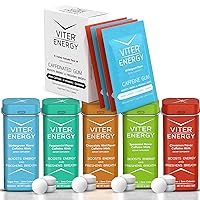 Viter Energy Caffeine Gum Variety Flavor Sampler and Original 5 Flavor Caffeine Mints Variety Packs Bundle - Caffeine, B Vitamins, Sugar Free, Vegan, Powerful Energy Booster for Focus and Alertness