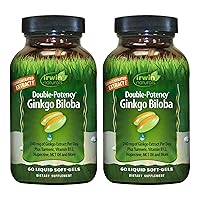 Irwin Naturals Double-Potency Ginkgo Biloba - 60 Liquid Soft-Gels, Pack of 2 - Brain Health Support - 30 Total Servings