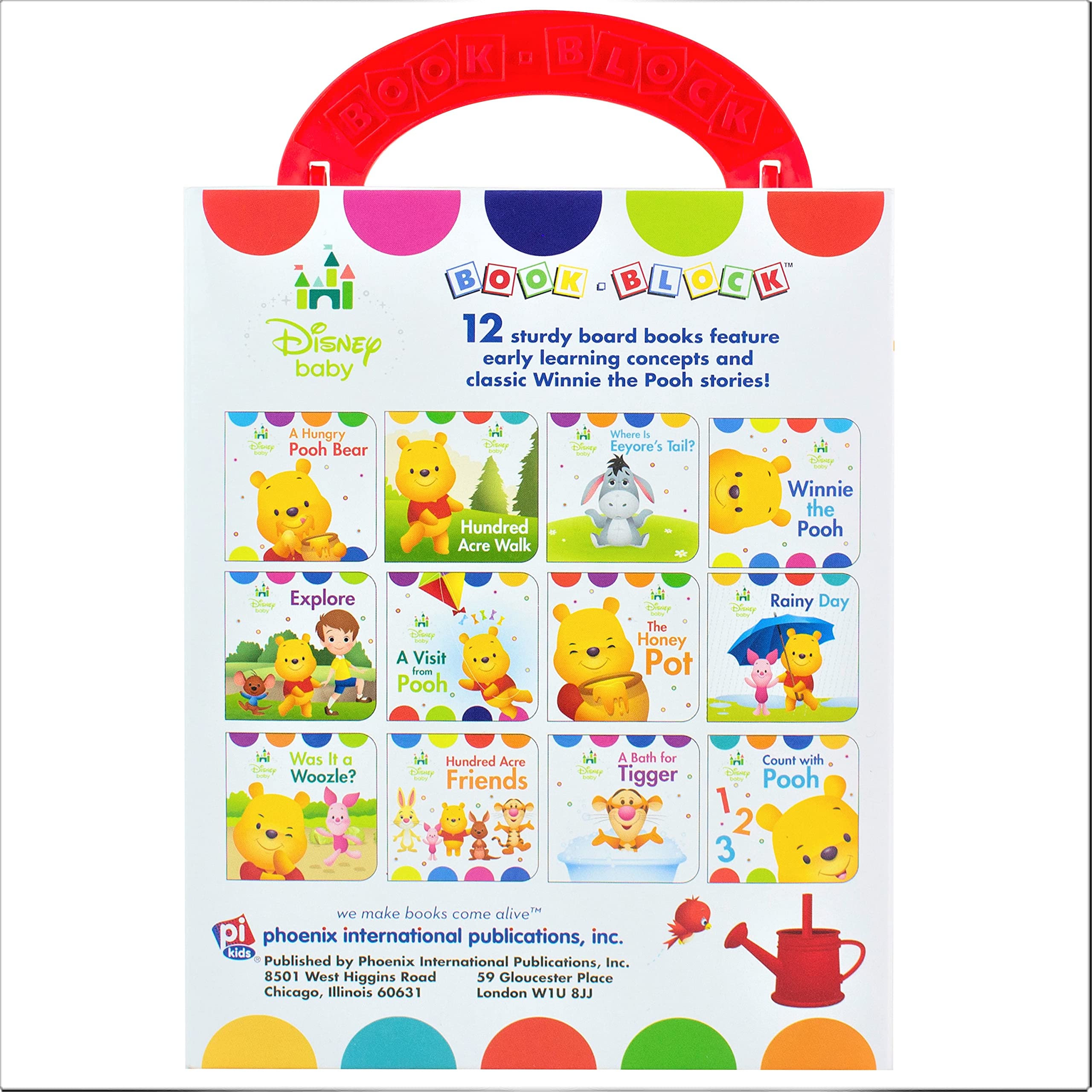 Disney Baby - Winnie the Pooh - My First Library Board Book Block 12-Book Set - First Words, Counting, and More! - PI Kids