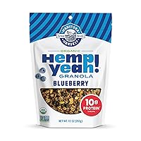 Manitoba Harvest Hemp Yeah! Granola, Blueberry, 10oz, with 14 g of Protein, 3.5 g Omegas 3 & 6, 4 g of Fiber and less than 10 g Sugar Per Serving, Organic, Non-GMO, (Pack of 6) Packaging May Vary