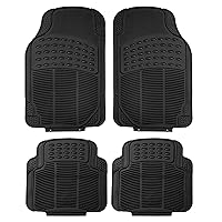 FH Group Automotive Floor Mats - Heavy-Duty Rubber, Universal Fit Full Set, ClimaProof, Trimmable For Most Cars, Sedan, SUV, Truck, Black