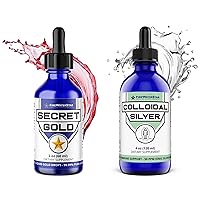 Liquid Gold Drops + Colloidal Silver (Immune Support) - 99.99% Pure Silver Colloidal - 4 oz - 60 Servings - 2 Month Supply - Glass Bottle - 50 ppm Coloidal Silver Drops - Clear Liquid Silver