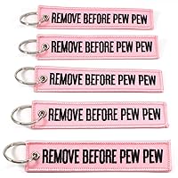 Remove Before PEW PEW Key Chains - Pink/White - 5 pieces