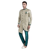 Men's Indian Designer Traditional Ethnic Royal Wedding Wear Kurta Pyjama Indo-Western Sherwani