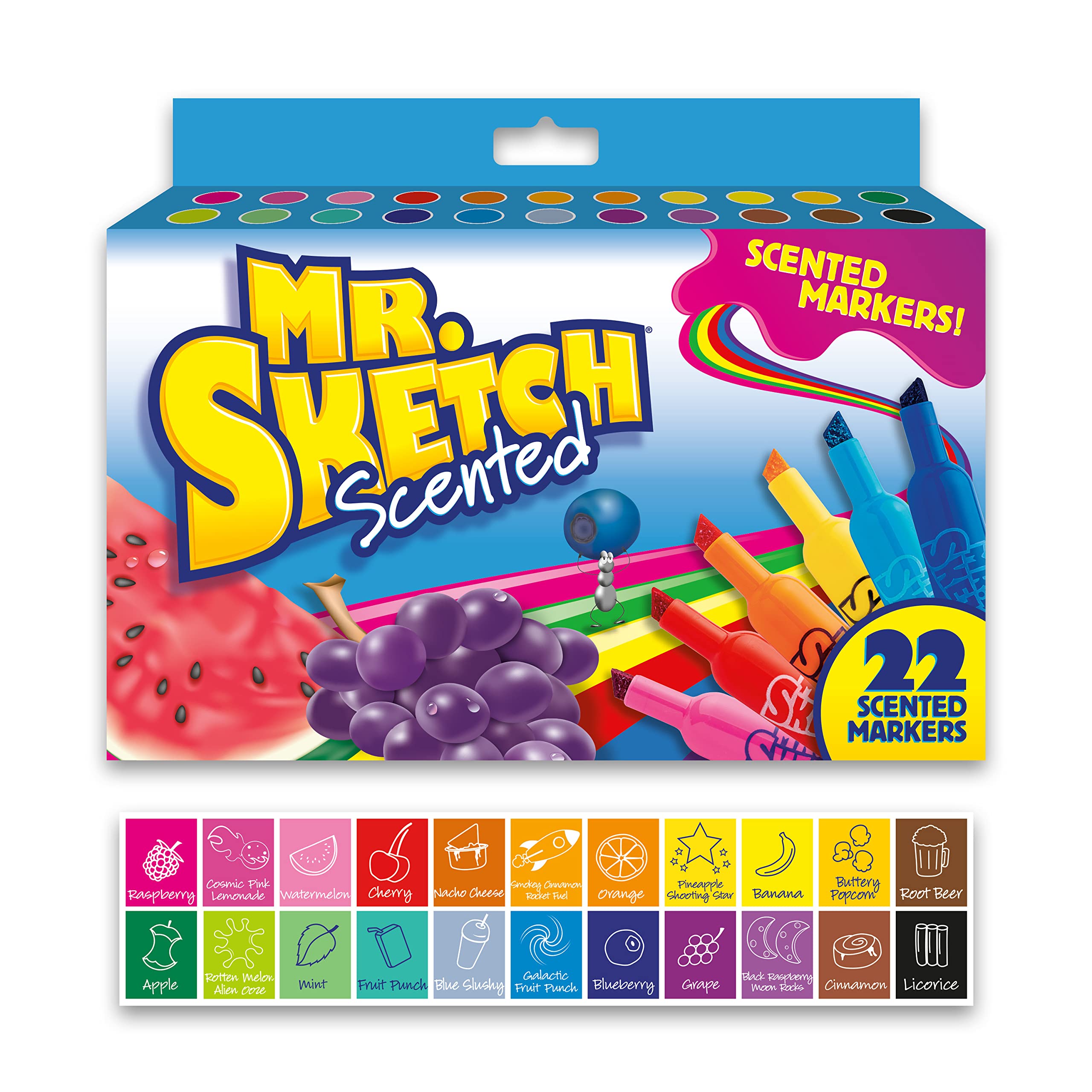 Mr. Sketch Scented Markers, Chisel Tip, Assorted Colors, 22 Count