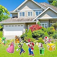8 Pcs Birthday Party Supplies - Yard Sign Birthday Giant Stakes Decorations, Outdoor Lawn Party Decor for Mario Birthday Party Decorations, Party Favors for Boys and Girls, Weatherproof