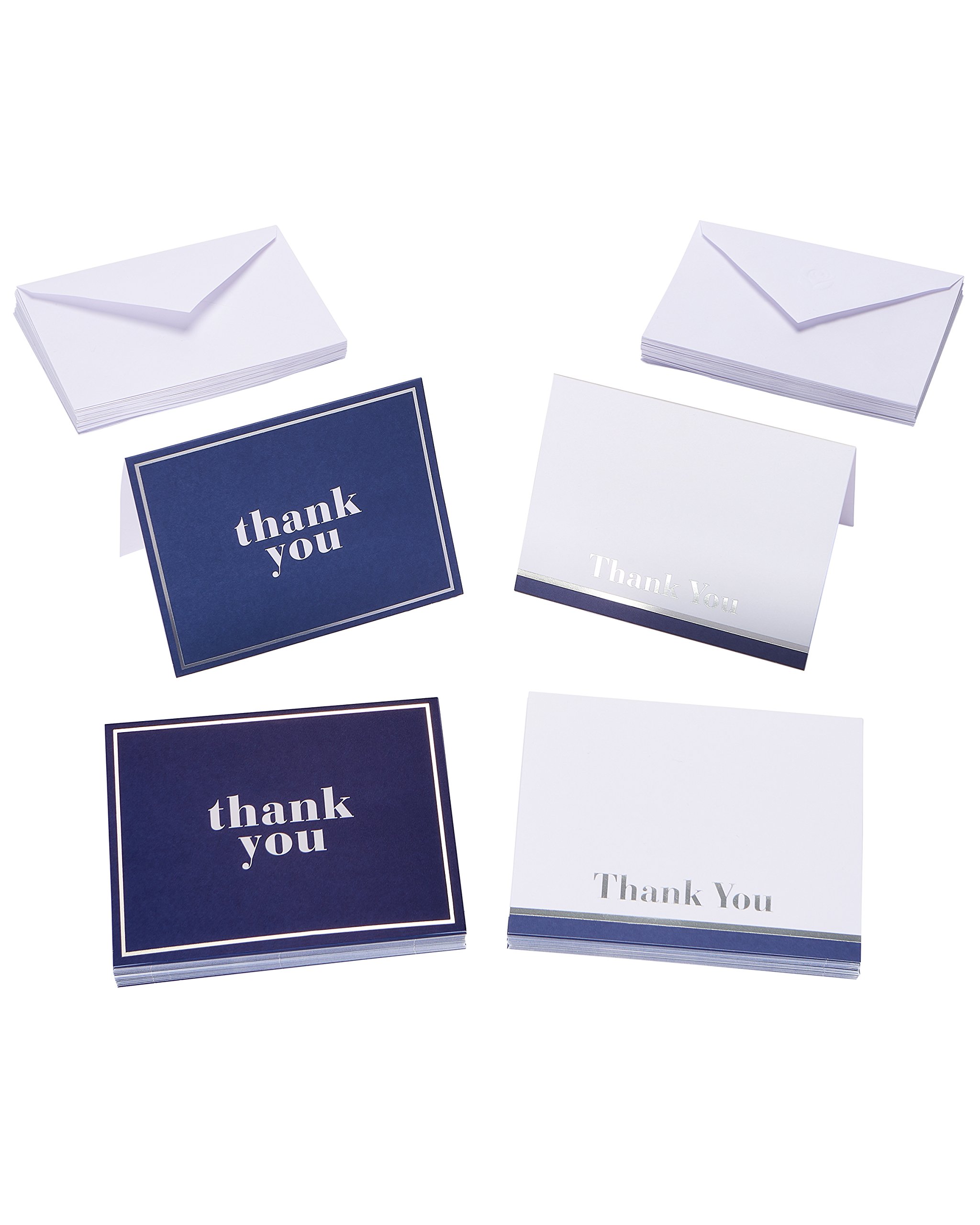 American Greetings Thank You Cards with Envelopes, Blue and White (50-Count)