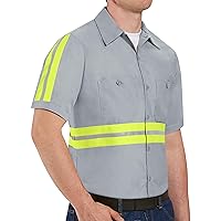 Red Kap Men's Short Sleeve Enhanced Visibility Industrial Work Shirt