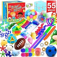 PP PHIMOTA Sensory Toys Set 55 Pack, Stress Relief Fidget Hand Toys for Adults and Kids, Sensory Fidget and Squeeze Widget for Relaxing Therapy - Perfect for ADHD Add Anxiety Autism