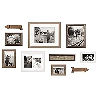 Kate and Laurel Bordeaux Expressions Wall Decor Collection, Set of 10, Industrial Farmhouse Finishes, Assorted Size Frames and Decorative Wall Accents