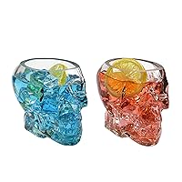 G Francis Crystal Skull Glasses Drinking Set - 2pk 350mL Skeleton Skull Shaped Unique Whiskey Glasses for Wine Cocktails and More
