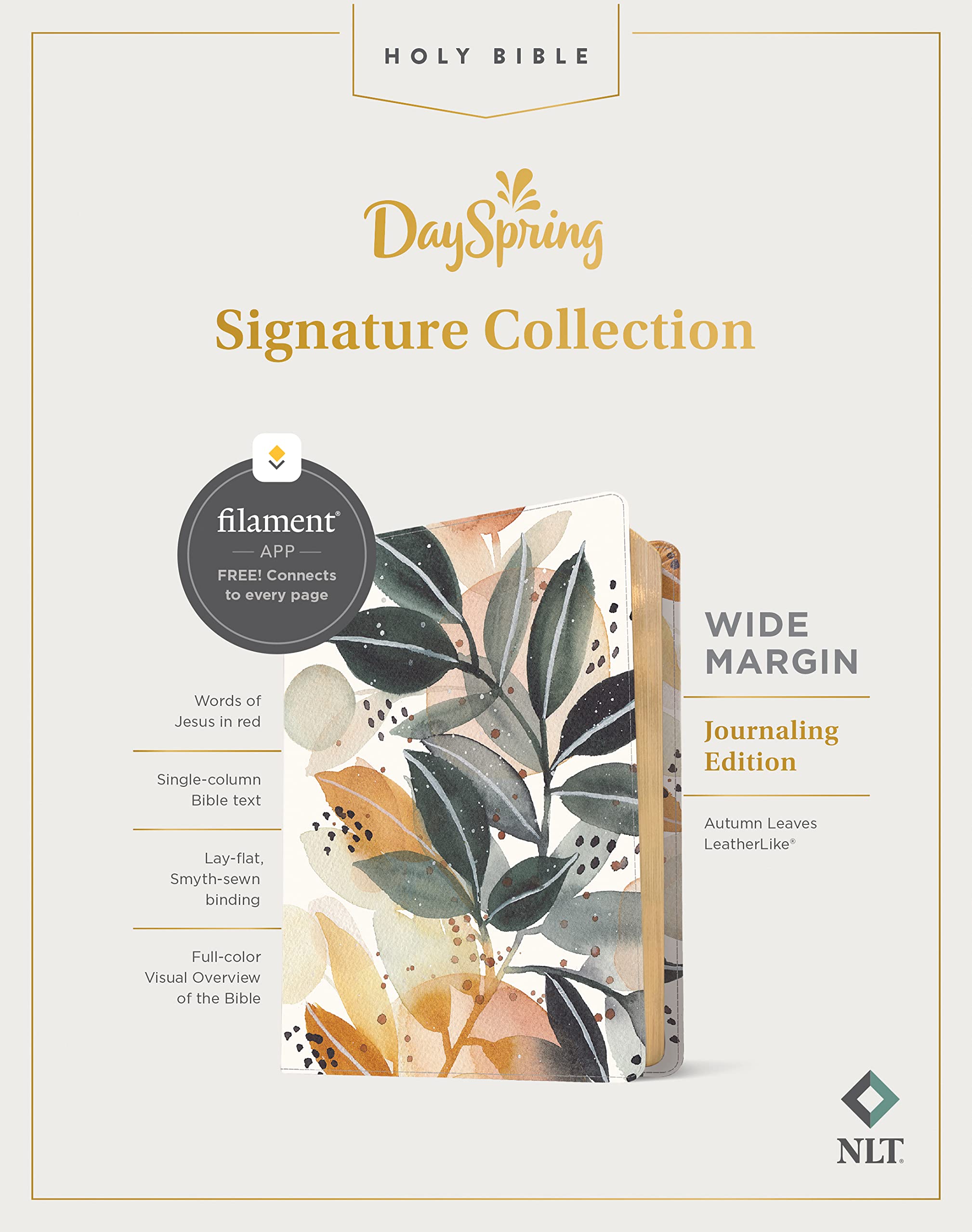 NLT Wide Margin Bible, Filament-Enabled Edition (LeatherLike, Autumn Leaves, Red Letter): DaySpring Signature Collection