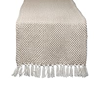 DII Woven Basics Collection 100% Cotton Knit Table Runner, 15x108, Stone