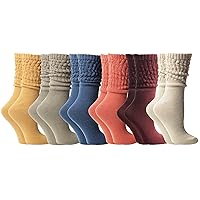 Yacht & Smith 6 Pairs Womens Scrunched Slouch Socks, Cotton Boot Socks Bulk Pack
