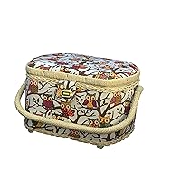 Large Premium Owl-patterned Sewing Basket with 41-PC Sewing Kit, 10.5-inches by 8-inches by 6.7-inches