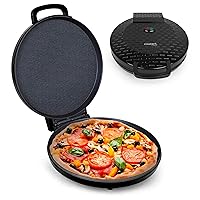 Courant Pizza Maker 12 inch Pizzas Machine, Newly improved Cool-touch Handle Non-Stick plates Pizza oven & Calzone Maker, Electric Countertop Oven for Home or School, 12” Indoor Grill/Griddle, Black