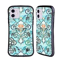 Head Case Designs Officially Licensed Micklyn Le Feuvre Ocean Aqua Art Nouveau with Peach Flowers Patterns 2 Hybrid Case Compatible with Apple iPhone 11