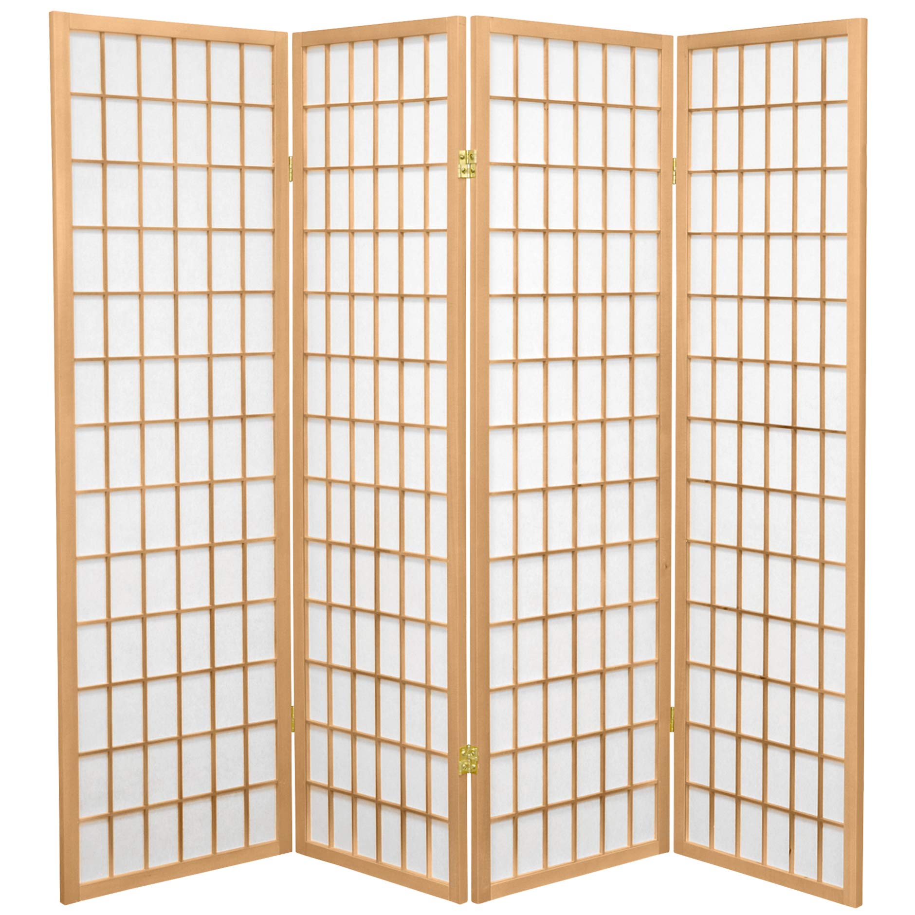 Oriental Furniture 5 ft. Tall Window Pane Shoji Screen - Natural - 4 Panels