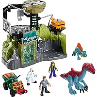Fisher-Price Imaginext Jurassic World Toy Dinosaur Lab Playset, Owen Grady Maisie & Dr. Grant Figures for Preschool Kids Ages 3+ Years​