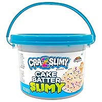 Cra-Z-Slimy 24oz Premade Slime, Cake Batter Scented Clear Slime Stretchy Glossy Non-Sticky 1.5lb Slime Bucket with Add-ins