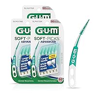 GUM Soft-Picks Advanced, Easy to Use Dental Picks for Teeth Cleaning Health, Disposable Interdental Brushes with Convenient Carry Case, Dentist Recommended Dental Picks, 90ct (3pk)