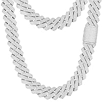 20MM Cuban Link Chain for Men Iced Out Diamond Chain 18k Gold Plated 5A+ Zicron Cuban Necklace Gold/Silver Diamond Miami Iced Out Cuban Link Bling Luxury Jewelry Gifts for Him