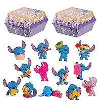 Just Play Stitch Blind Mini Figures 2-Pack, 2-inch Collectible Figurines and 2 Reusable Burger Boxes, Kids Toys for Ages 3 Up