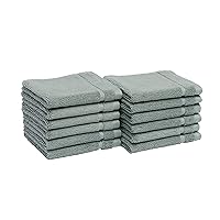 Amazon Basics Cotton Washcloths, Made with 30% Recycled Cotton Content - 12-Pack, Green
