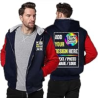 Custom Fleece Hooded Jacket Design Your Own 2 Side Print Front Back Thick Winter Warm Thermal Zip up Hoodie