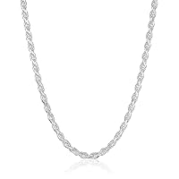 Amazon Essentials Sterling Silver Diamond Cut Rope Chain Necklace