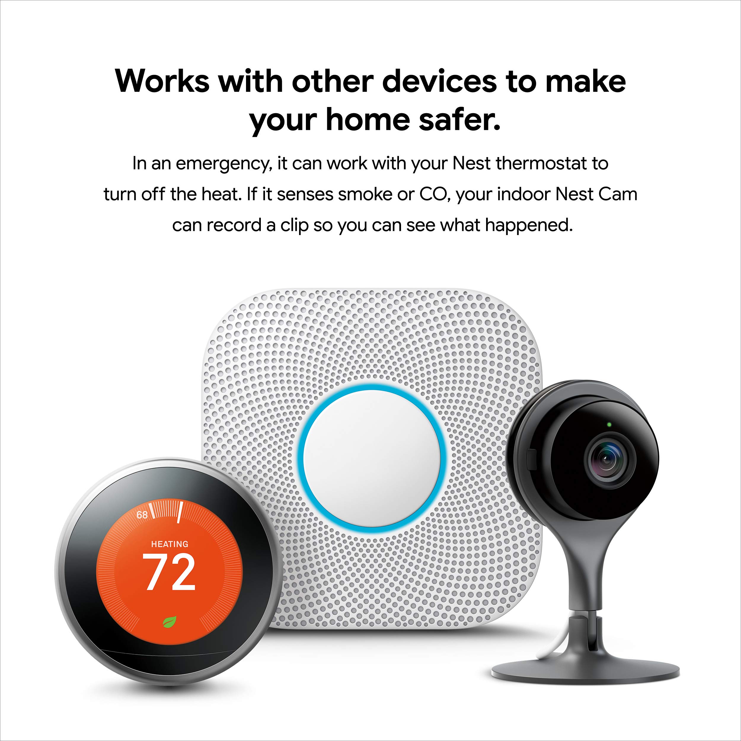 Google Nest Protect - Smoke Alarm - Smoke Detector and Carbon Monoxide Detector - Wired, White