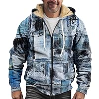 Winter Jacket for Men Plaid Shirt Jacket Zip Up Sweashirts Fleece Sherpa Lined Coat Winter Sport Jacket Sweatwear