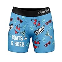 Crazy Dog T-Shirts Mens Boats And Hoes Boxer Briefs Funny Sarcastic Graphic Novelty Gift Underwear For Guys