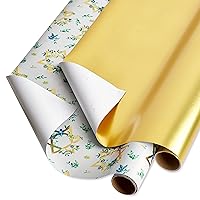 Papyrus Hanukkah Wrapping Paper Rolls, Star of David, Gold (2 Rolls, 45 sq. ft.)