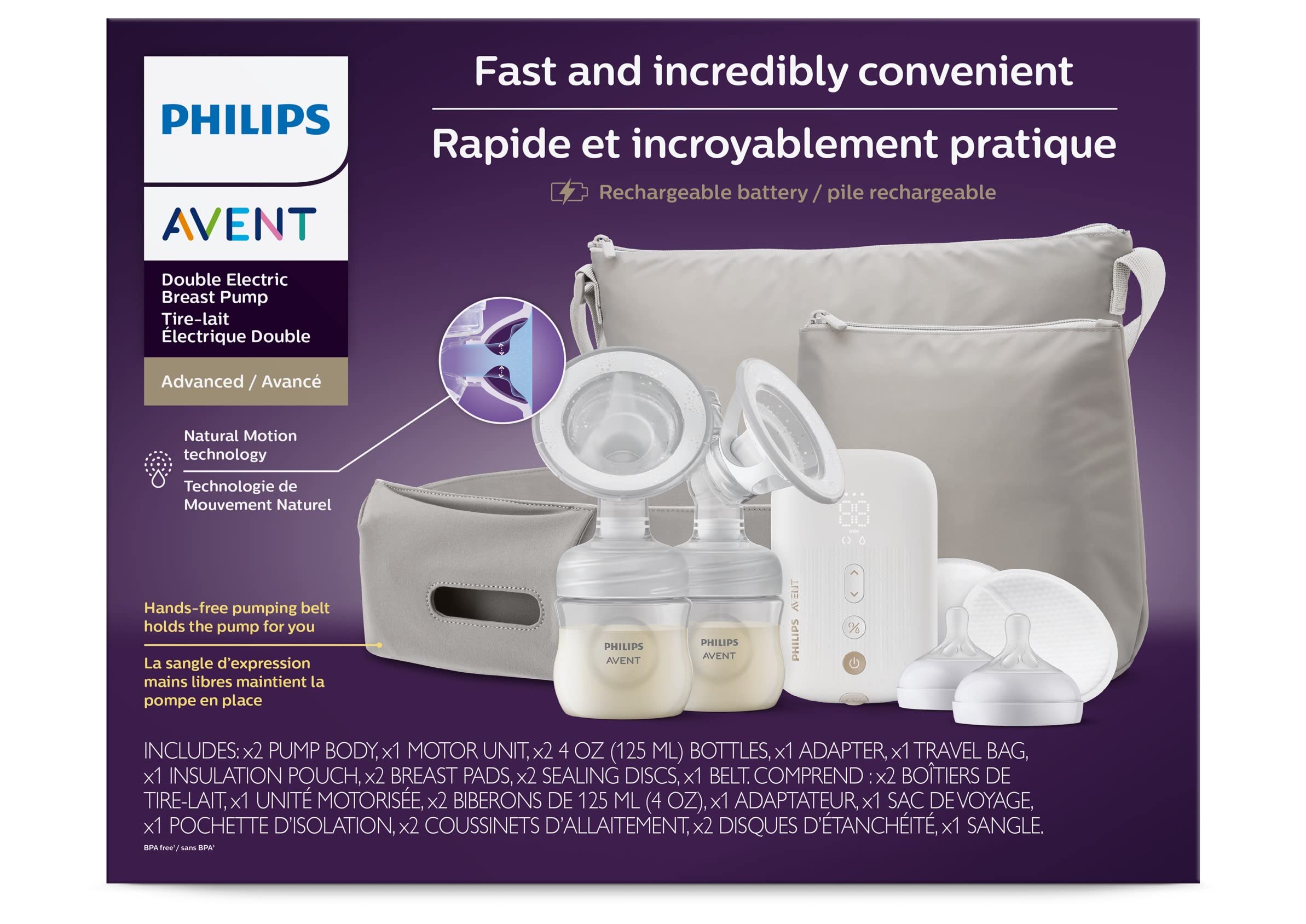 Philips Avent Breastfeeding Bundle with Double Electric Breast Pump + Breast Milk Storage Bags, 6 Ounce, 50 Pack + Disposable Breast Pads, 100 Pack