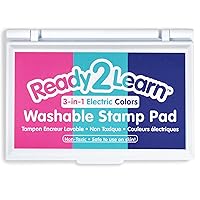 READY 2 LEARN Washable Stamp Pad 3-in-1 - Electric - Pink, Purple and Turquoise - Non-Toxic - Fade Resistant - Perfect for Scrapbooks, Posters and Cards
