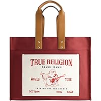 True Religion Large Tote Bag, Canvas Travel Carryall Shoulder Handbag