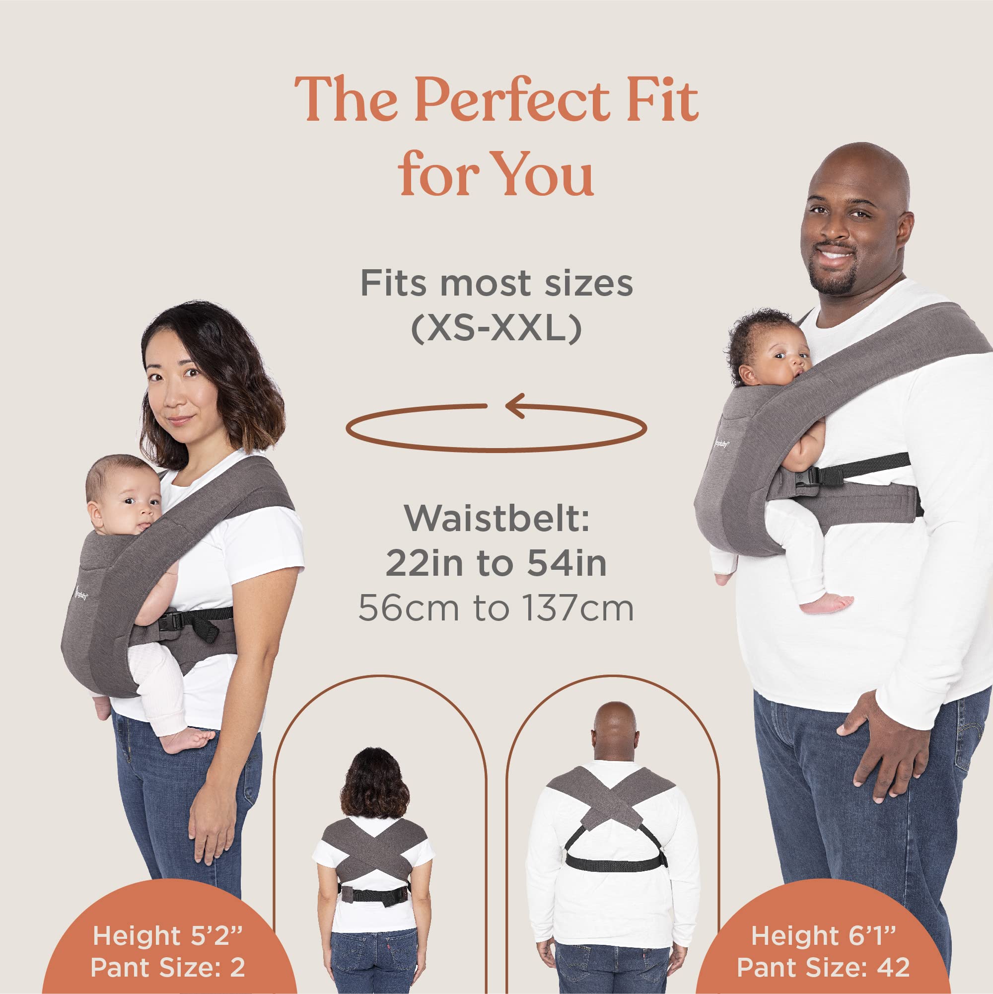 Ergobaby Embrace Cozy Newborn Baby Wrap Carrier (7-25 Pounds), Ponte Knit, Heather Grey