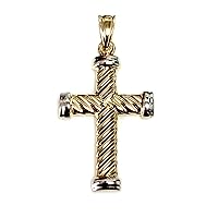 Jewelry Affairs 14k Yellow Gold Twisted Cable Cross Mens Pendant, 25 X 15 mm