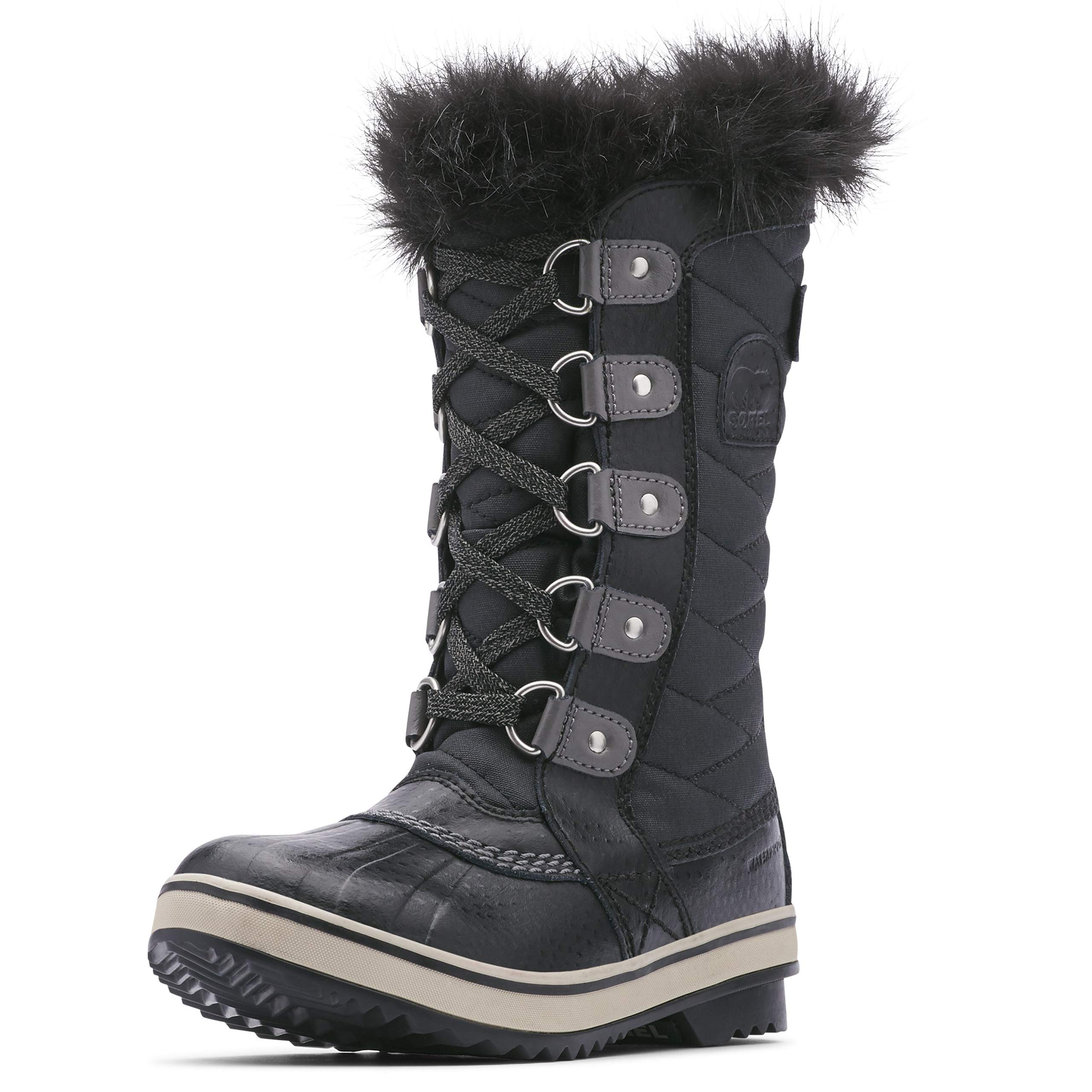 SOREL Youth Tofino II Boot — Black, Quarry — Waterproof Winter Boots — Size 4
