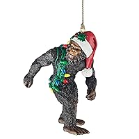 Design Toscano Bigfoot The Holiday Yeti with Santa Hat Funny Christmas Tree Ornament, 2 Inches Wide, 1 Inches Deep, 3 Inches High, Brown